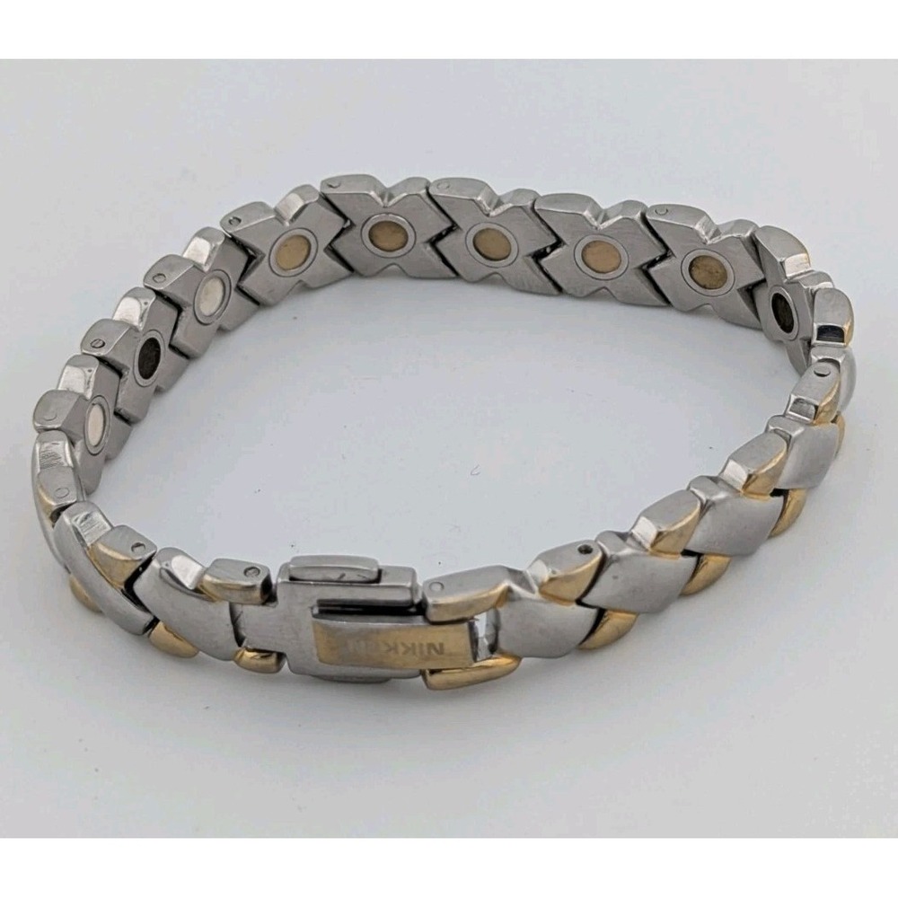 NIKKEN Unisex Triphase Magnetic 2 Tone GOLD/SILVER Link Bracelet - Used